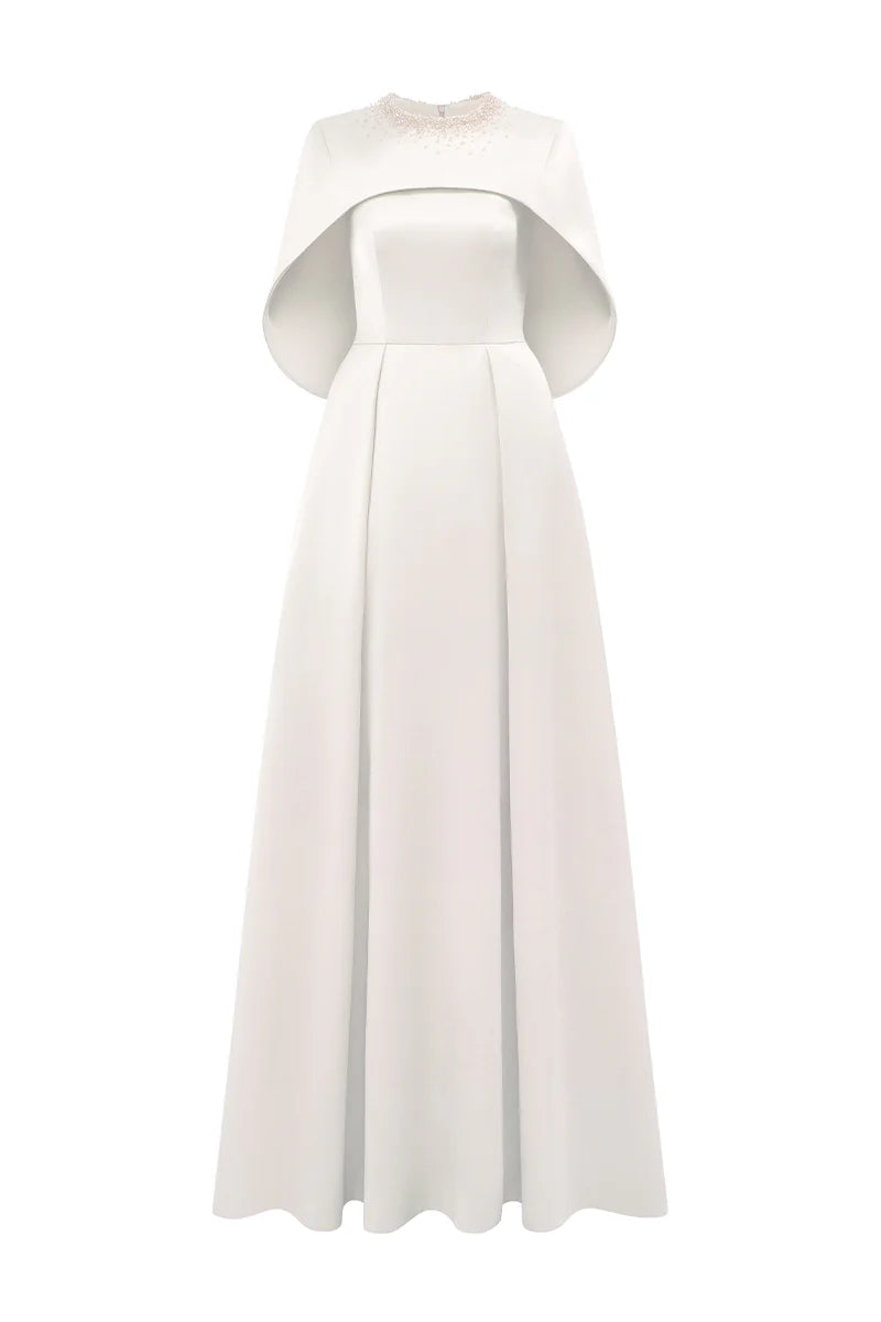 Rochie White Cristal Glow, High Qualify Taffeta