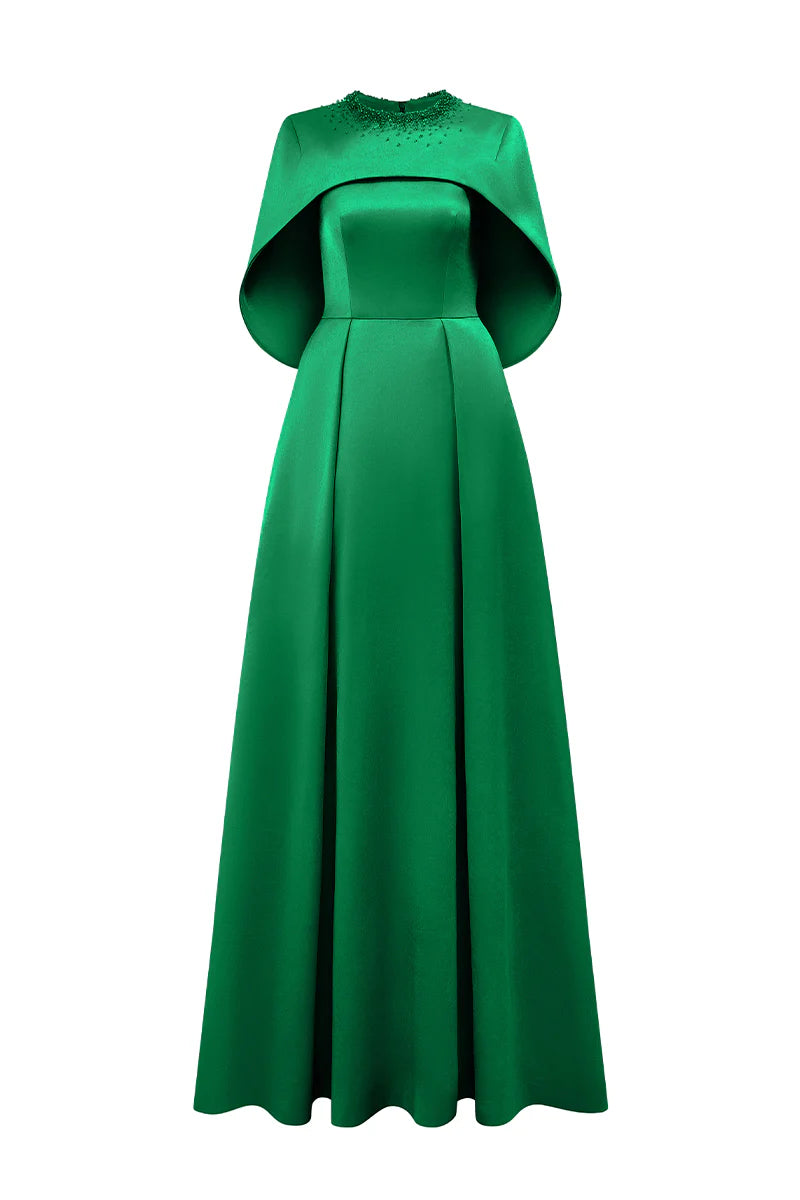 Rochie Green Cristal Glow, High Qualify Taffeta