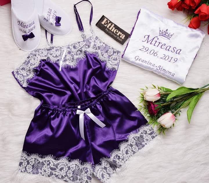 Pijama Jasmine, High-Quality Elegant Satin, Deep Purple REDUCERE