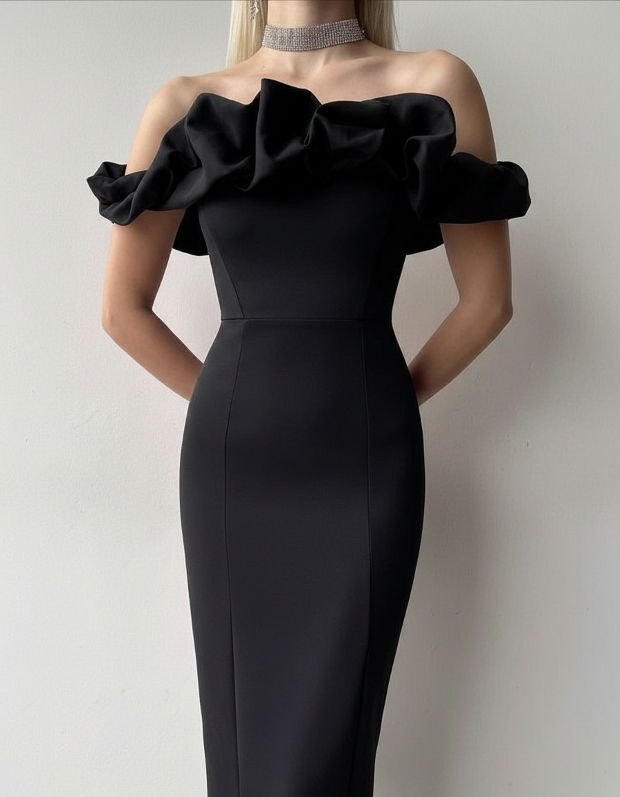 Rochie Madenna, Long Variant,  Event Ruffles Dress