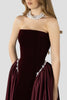 Anastassia Dress, Burgundy Velvet and Pearls, Limited Edition