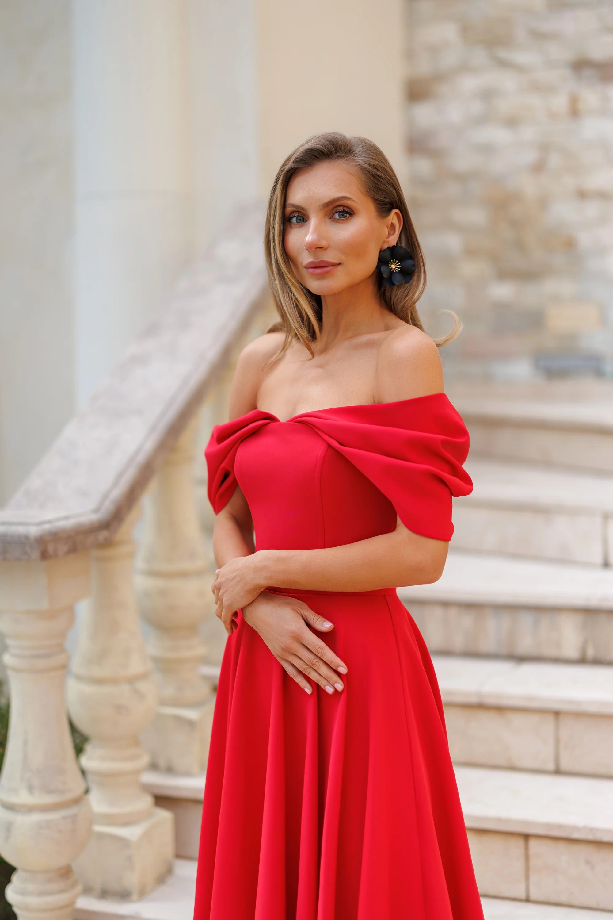 Rochie Aurora, Cu umeri bufanti, Barbie Fabric,