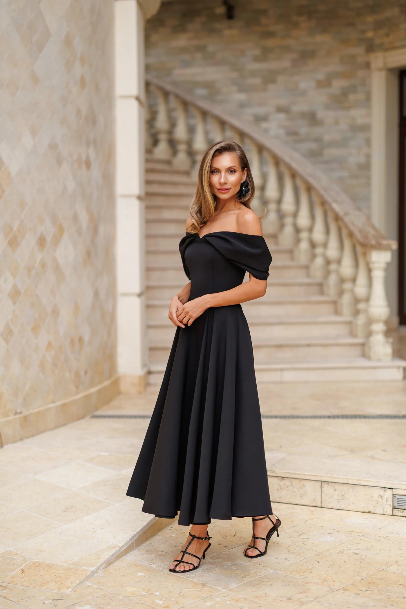 Rochie Aurora, Cu umeri bufanti, Barbie Fabric,