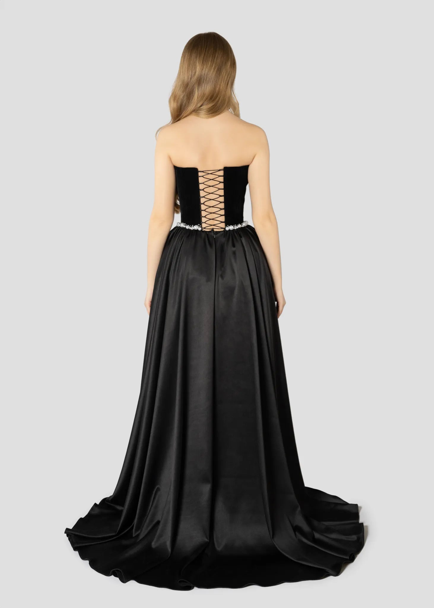 Anastassia Dress, Black Velvet and Pearls, Limited Edition