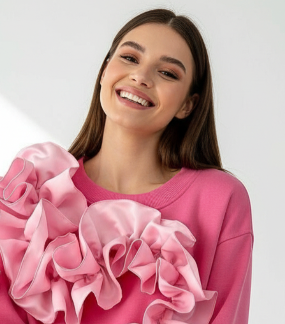 Ruffle Love Pink – bluza damă cu volane | ETHERA