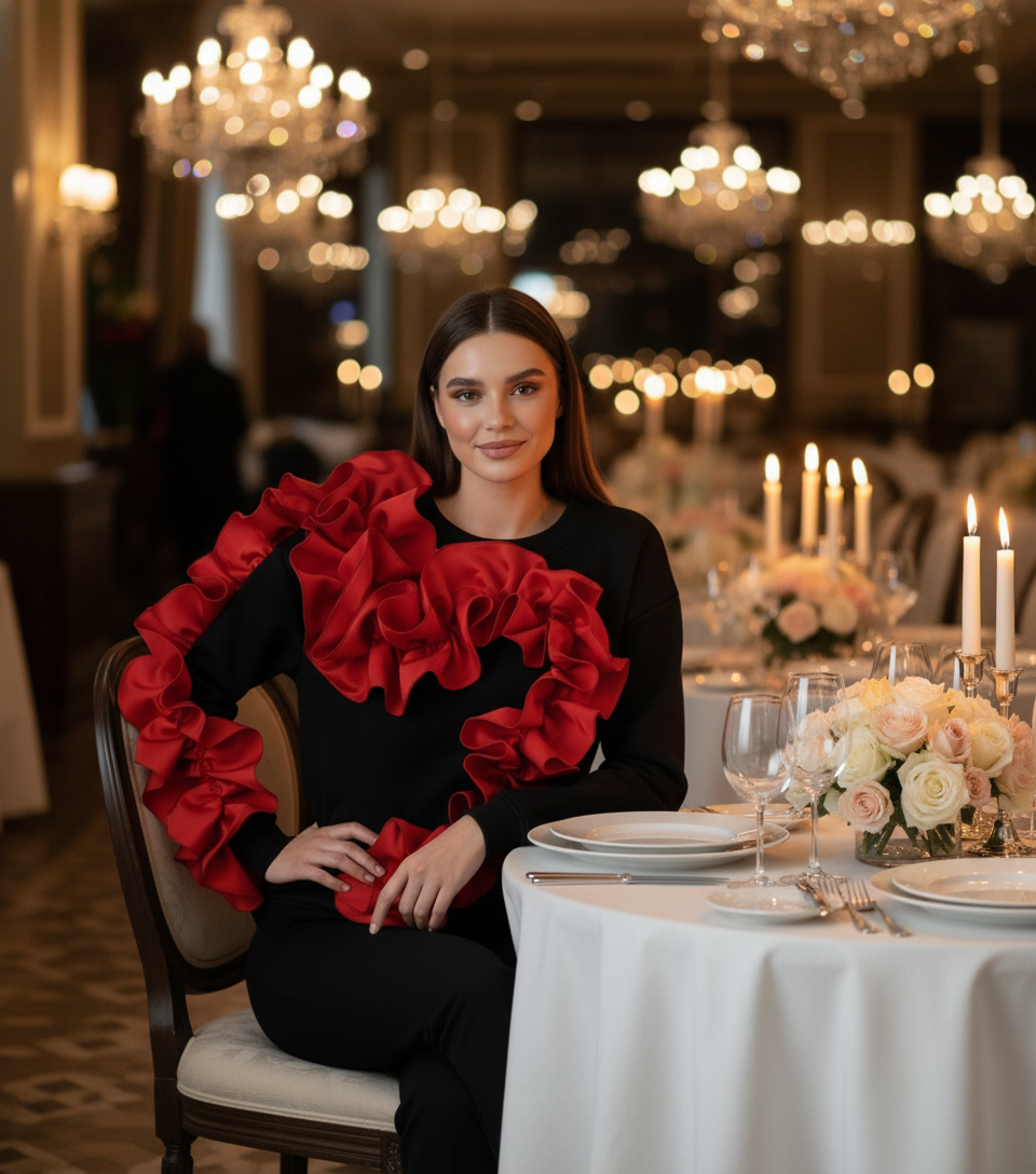 Ruffle Love Black – bluza damă cu volane | ETHERA