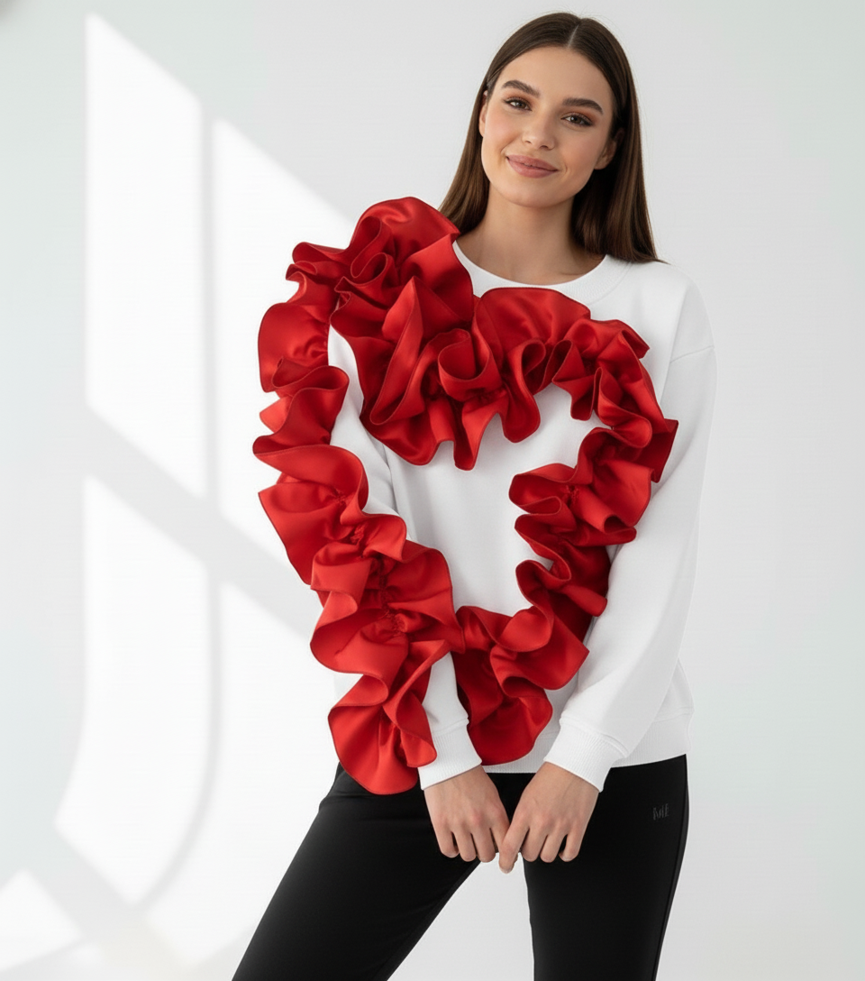 Ruffle Love White – bluza damă cu volane | ETHERA
