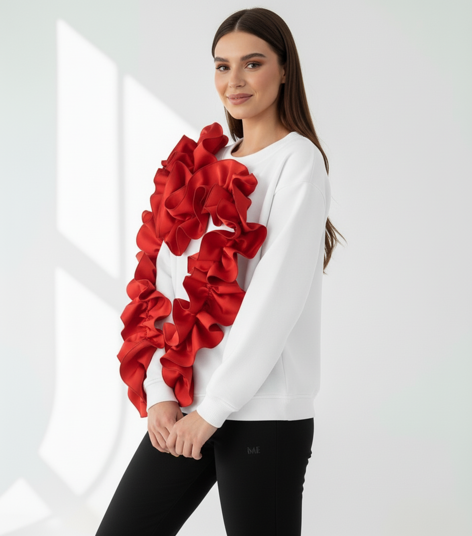 Ruffle Love White – bluza damă cu volane | ETHERA