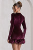 Rochie Livia Velvet, Flared Mini, Burgundy