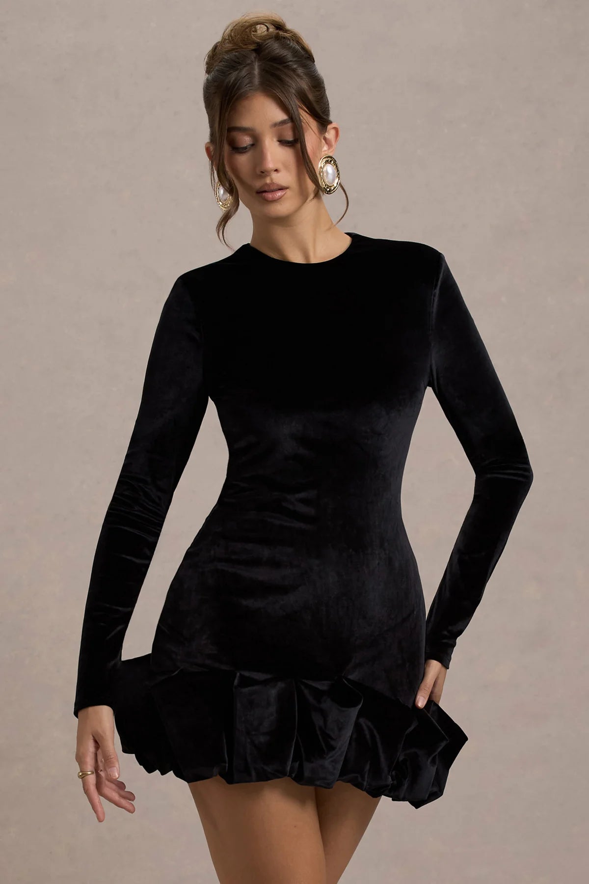 Rochie Livia Velvet, Flared Mini, Black