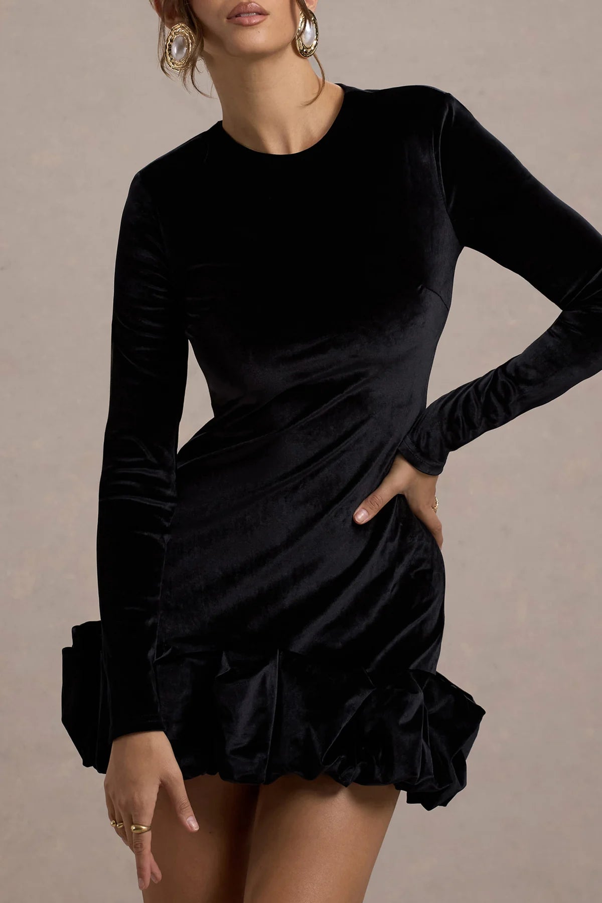 Rochie Livia Velvet, Flared Mini, Black