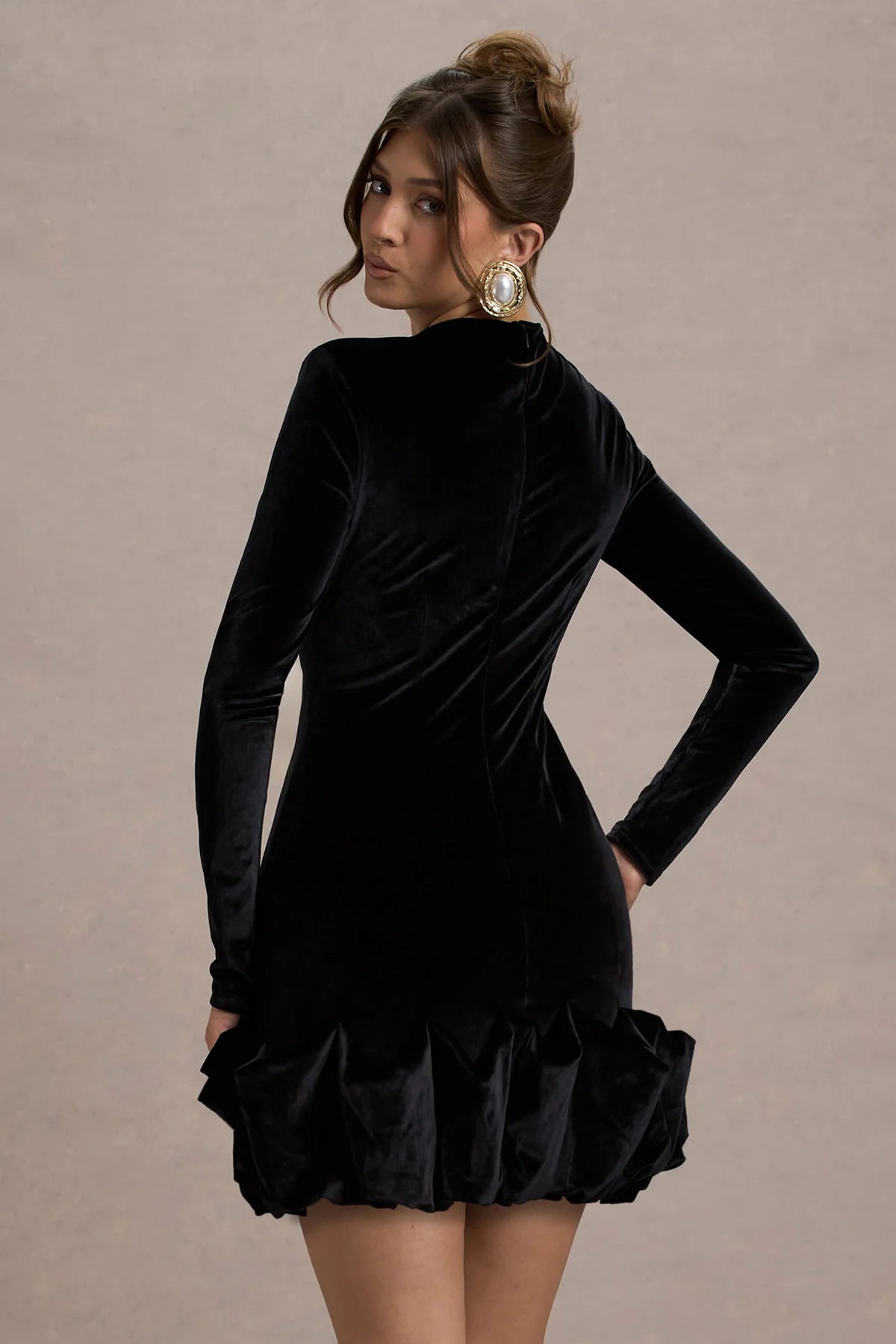 Rochie Livia Velvet, Flared Mini, Black