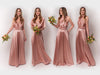 Rochie Lunga din Satin, Domnisoare de Onoare, Roz Prafuit