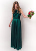 Rochie Lunga din Satin, Domnisoare de Onoare, Verde Smarald