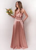 Rochie Lunga din Satin, Domnisoare de Onoare, Roz Prafuit