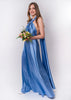 Rochie Lunga din Satin, Domnisoare de Onoare, Bleu