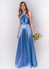 Rochie Lunga din Satin, Domnisoare de Onoare, Bleu