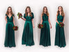 Rochie Lunga din Satin, Domnisoare de Onoare, Verde Smarald