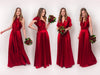 Rochie Lunga din Satin, Domnisoare de Onoare, Rosu