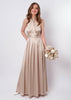Rochie Lunga din Satin, Domnisoare de Onoare, Auriu