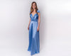 Rochie Lunga din Satin, Domnisoare de Onoare, Bleu