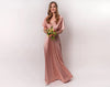 Rochie Lunga din Satin, Domnisoare de Onoare, Roz Prafuit