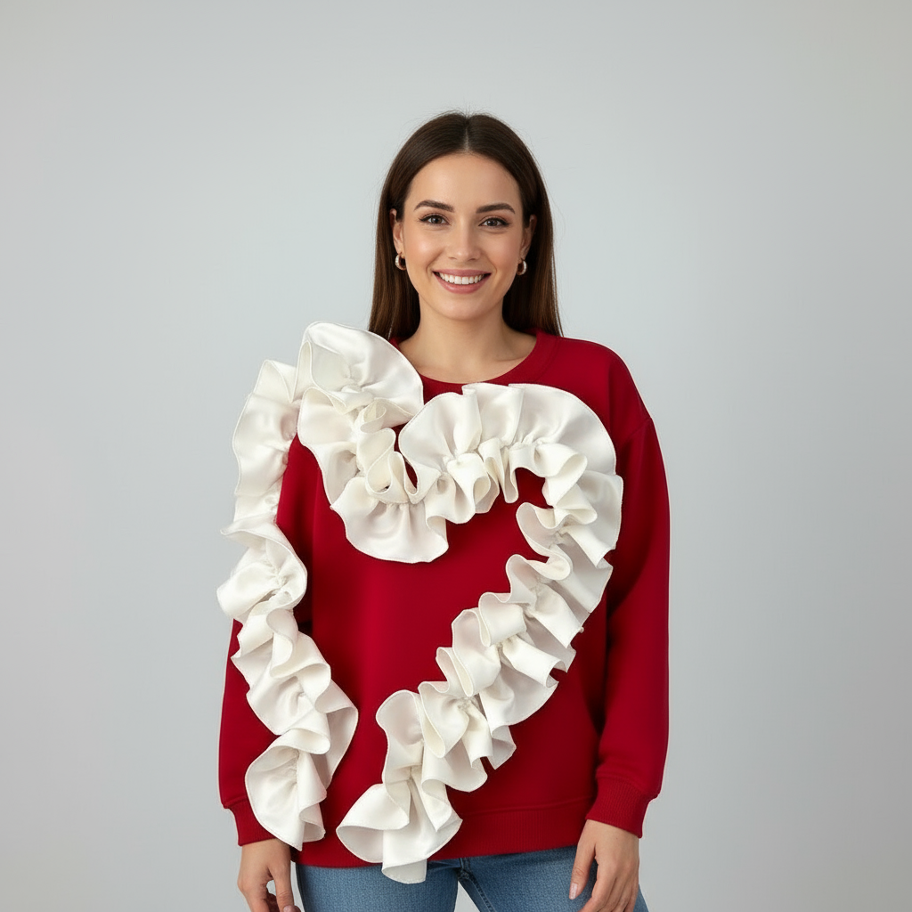 Ruffle Love Red– bluza damă cu volane | ETHERA