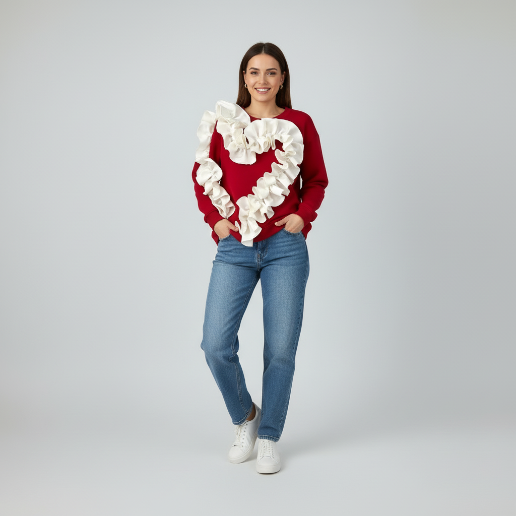 Ruffle Love Red– bluza damă cu volane | ETHERA