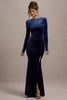 Rochie Yanny, High Quality Velvet, Dark Blue