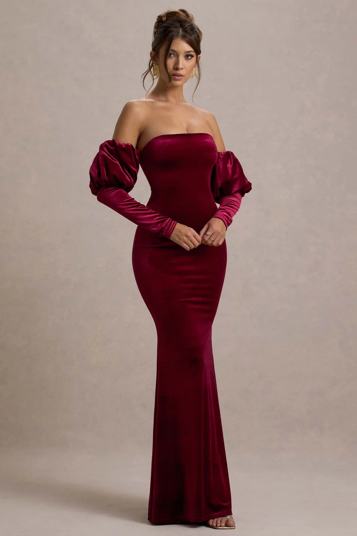 Rochie Valencia Velvet, Burgundy Glamour