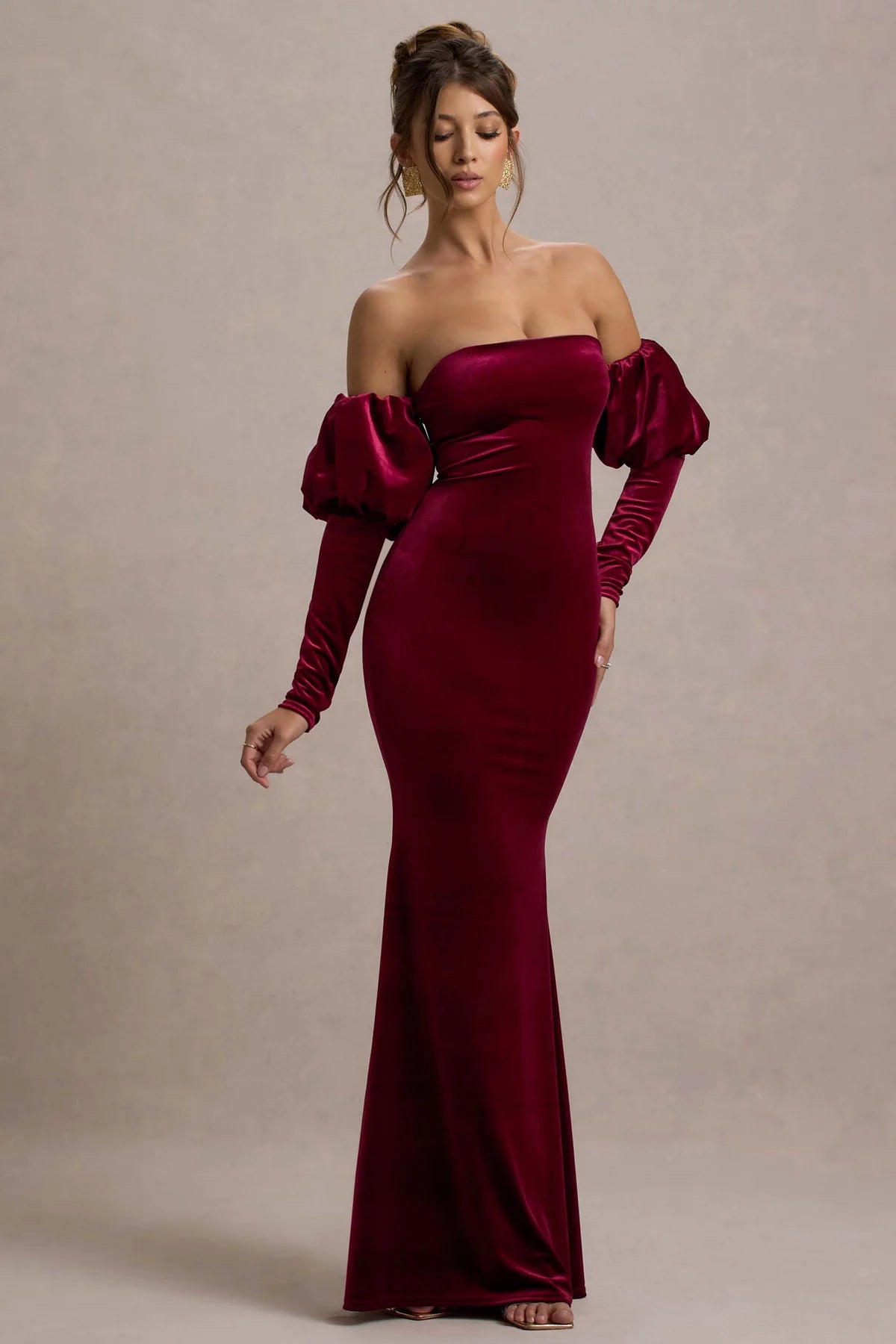 Rochie Valencia Velvet, Burgundy Glamour