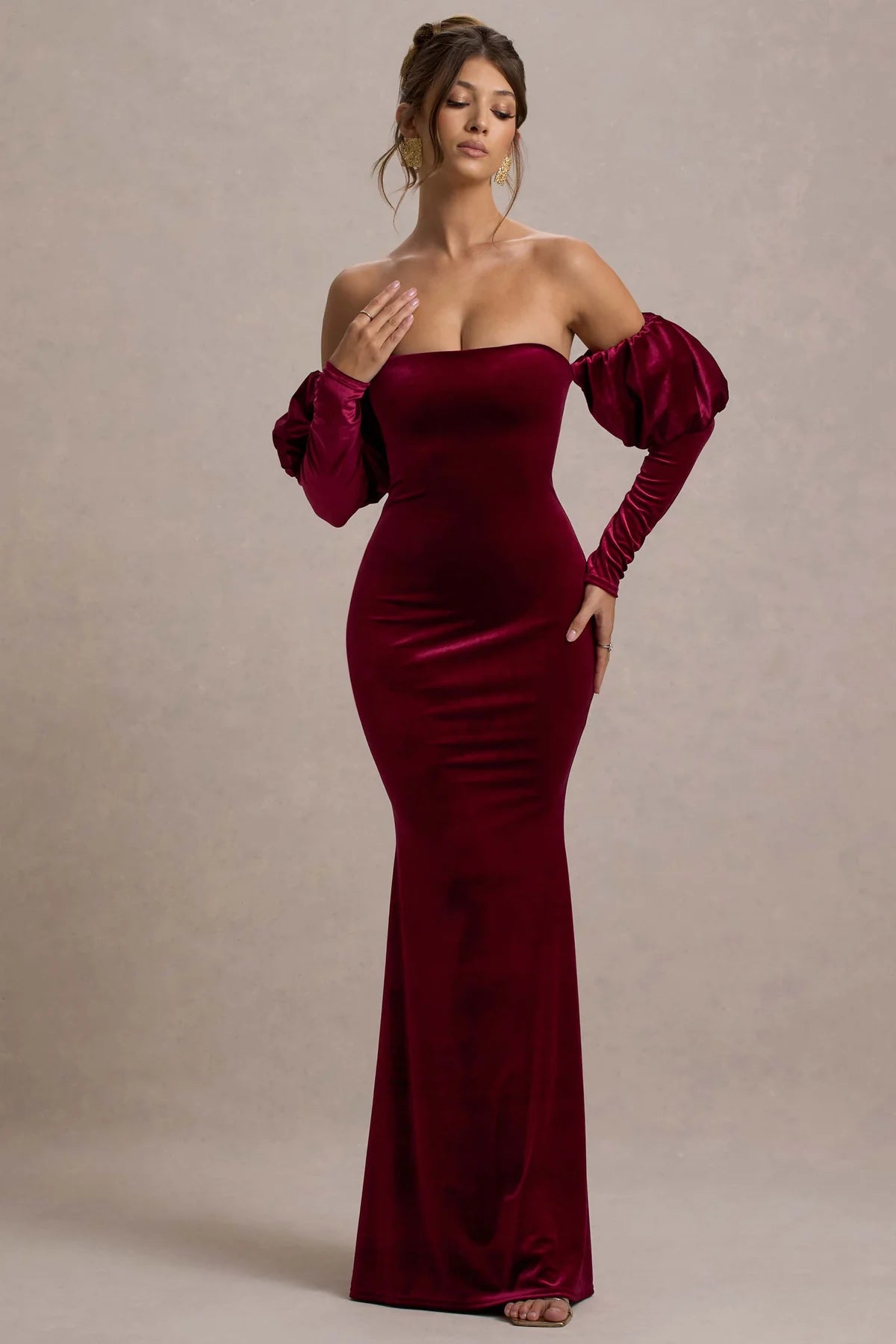 Rochie Valencia Velvet, Burgundy Glamour