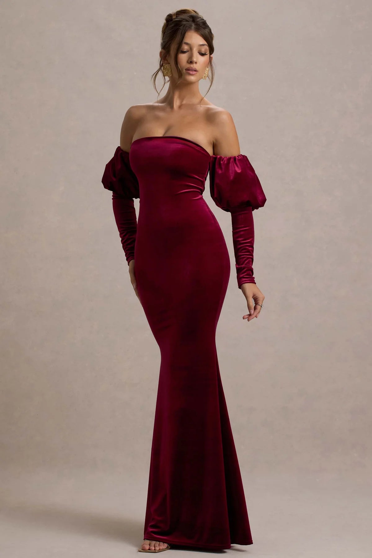 Rochie Valencia Velvet, Burgundy Glamour