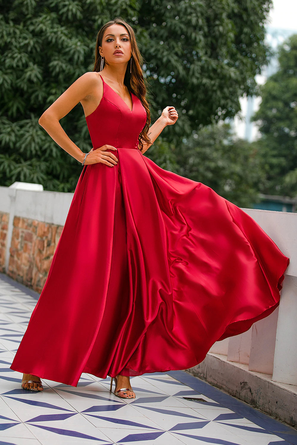 Rochie Genevieve, Silky Satin, Passional Red  ⏰24H⏰