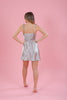 Solana Dress, Finest Satin Fabric, Metallic Silver