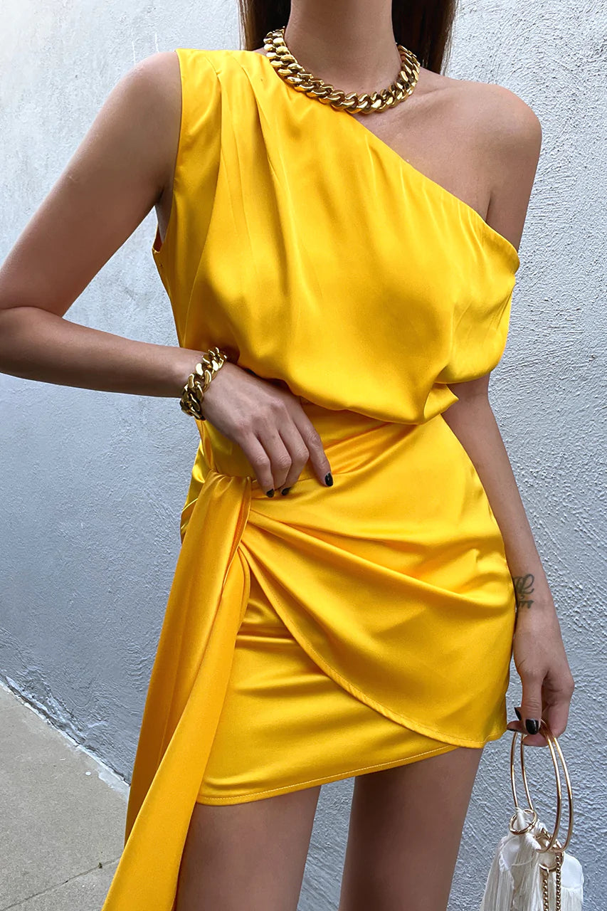 Rochie Astrid, Finesc Satin Fabric, Solar Yellow