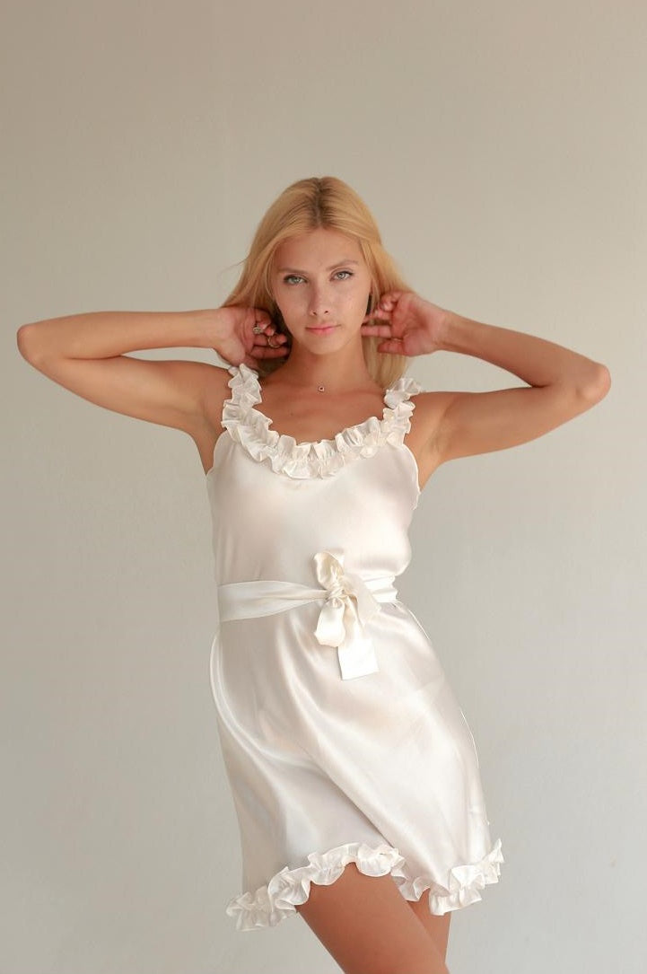 Rochie Elise Volla, Quality Satin Dress, Soft Ivory