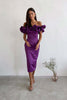 Load image into Gallery viewer, Rochie Mystic, Long Variant, Satin Cotton Fabric, Event Ruffles Dress, Orchid Purple