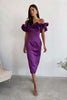 Load image into Gallery viewer, Rochie Mystic, Long Variant, Satin Cotton Fabric, Event Ruffles Dress, Orchid Purple