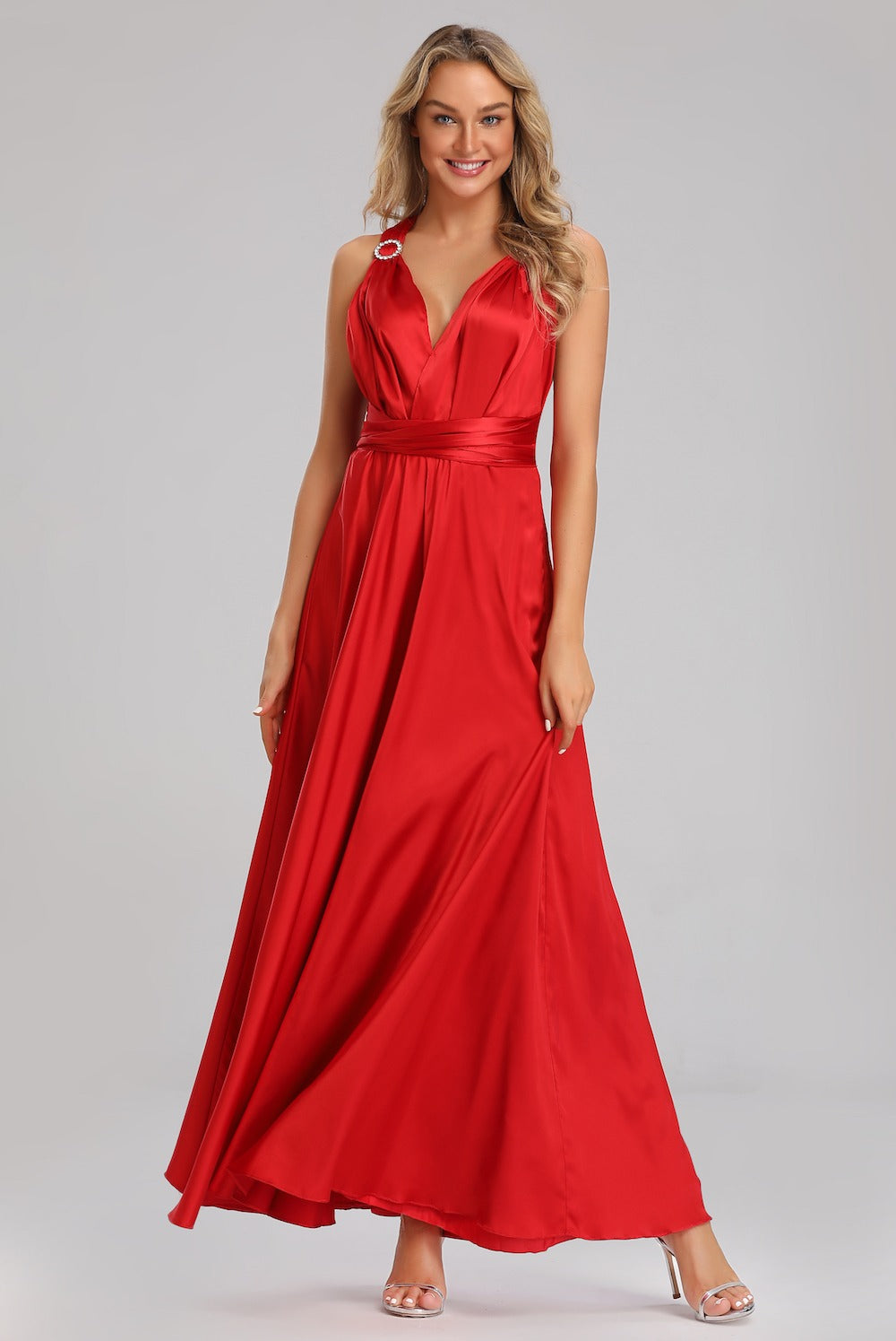 Rochie Amelie, Silky Satin Fabric, Passional red