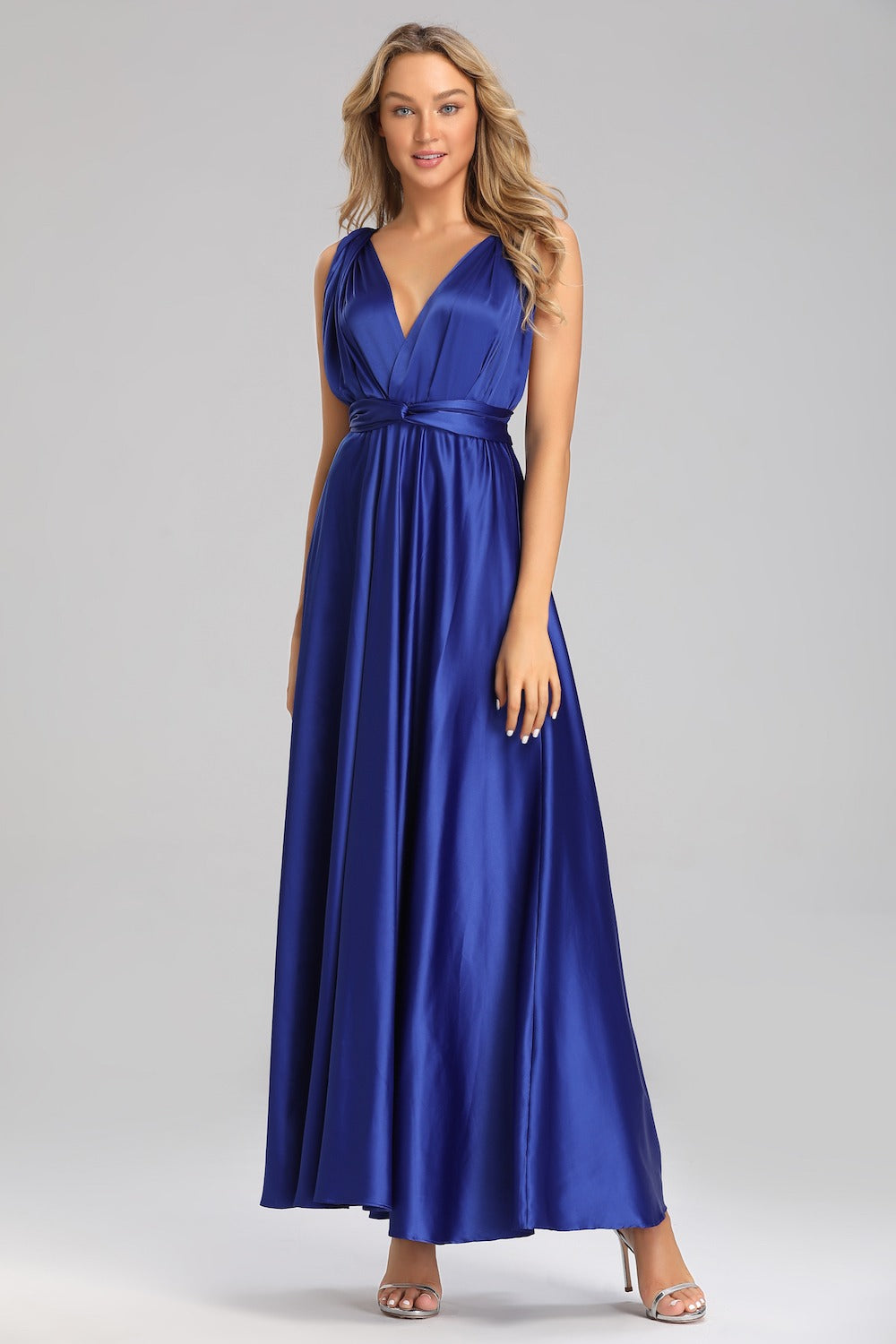 Rochie Amelie, Silky Satin Fabric, Royal Blue