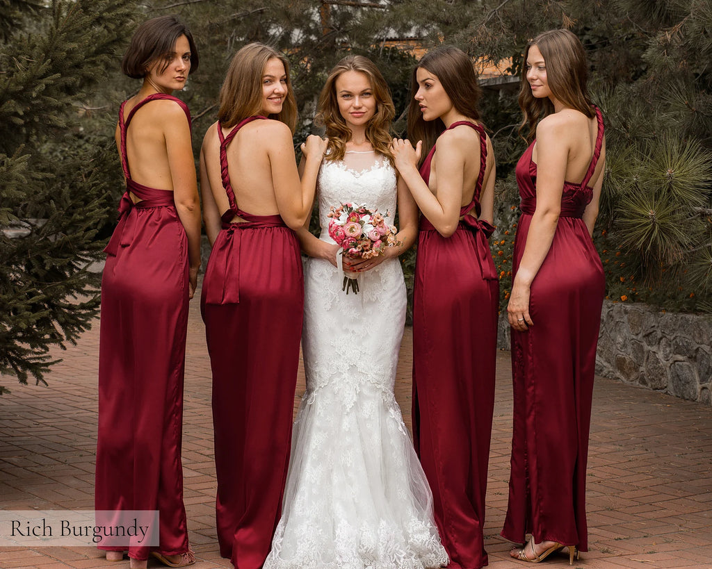 Rochie din satin mulberry pentru domnisoare de onoare