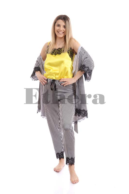 Set stripe addiction, super-high quality satin, honey yellow