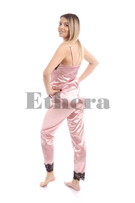 Pijama Belle Chic, Shiny Satin Fabric, Dusty Pink