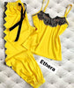 Pijama Ivy Lace, Smooth Satin Fabric, Honey Yellow